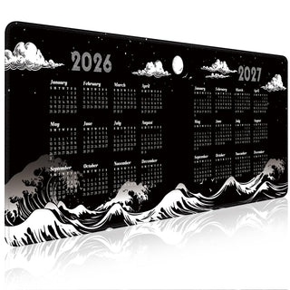 2026-2027 Two-Year Calendar Desk Pad, Large Waterproof Mouse Pad with Stitched Edges Non-Slip Rubber Base, Multi-Functional Desk Mat for Office Home Gaming Business