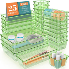 WOWBOX 25 PCS Clear Plastic Drawer Organizer Set, 4 Sizes Desk Drawer Divider Organizers and Storage Bins for Makeup, Jewelry, Gadgets for Kitchen, Bedroom, Bathroom, Office