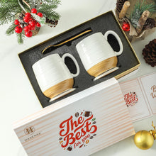 HASENSE Coffee Mugs Gift Set, 20oz Ceramic Mugs Set of 2 with Handle, Glaze Coasters & Spoons in Storage Box,Perfect Valentine‘s Day Gift for Coffee Tea and Cocoa, White