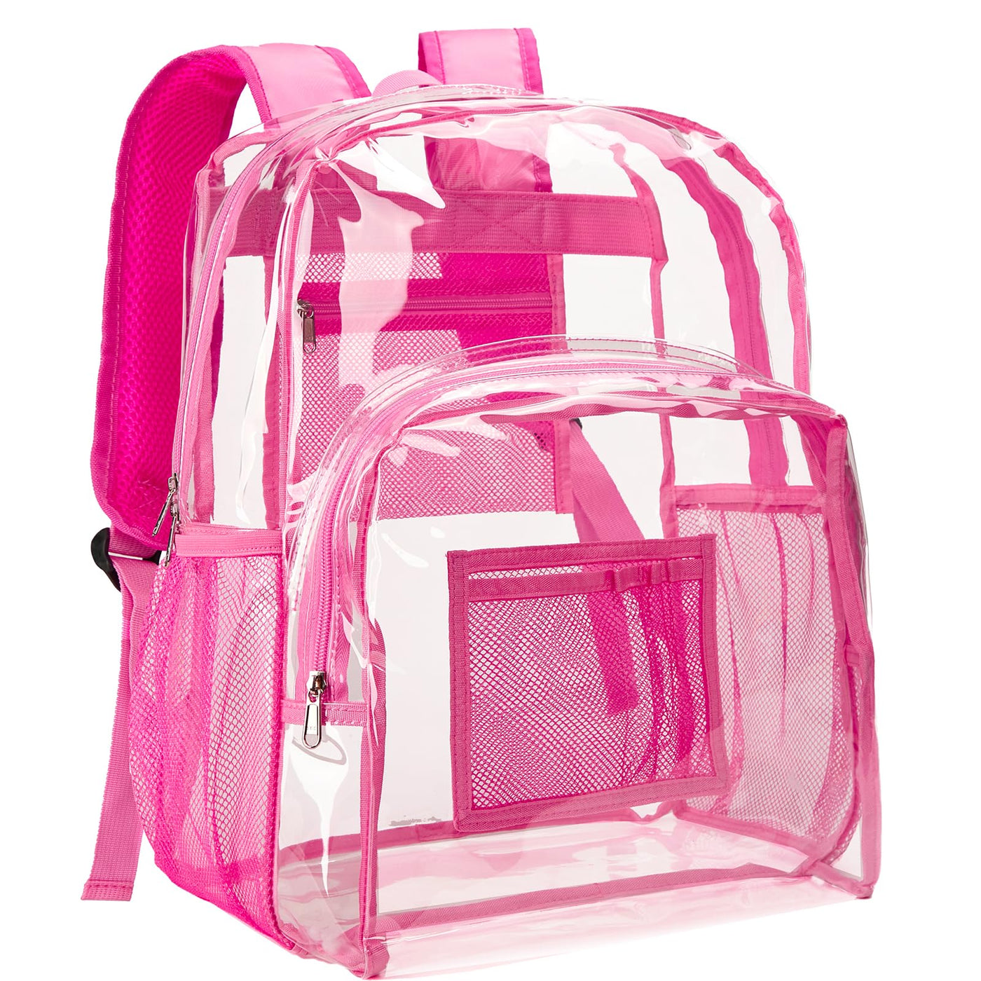 Vorspack Clear Backpack Heavy Duty PVC Transparent Backpack with Reinforced Strap Stitches & Large Capacity for College Workplace Security - Black