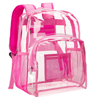 Vorspack Clear Backpack Heavy Duty PVC Transparent Backpack with Reinforced Strap Stitches & Large Capacity for College Workplace Security - Black