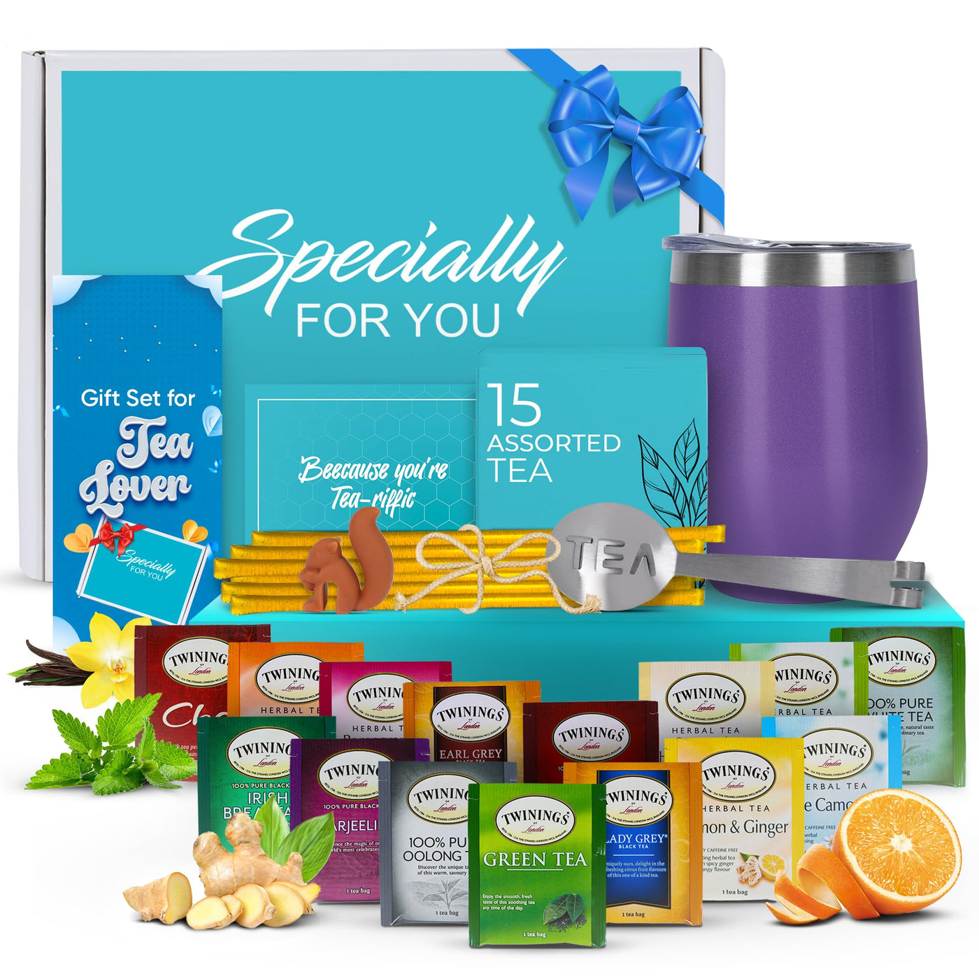 Modern Elegance Tea Tumbler Gift Set for Women, Teal