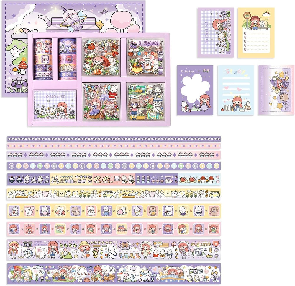 Girls DIY Diary 185 Pcs Diary Set,Toys for Ages 8-13,DIY Stationery Set, Thin Stickers and Little Daily Supplies Birthday Gifts for Girls Fun, Cute Art & Crafts Scrapbook Kits,Purple