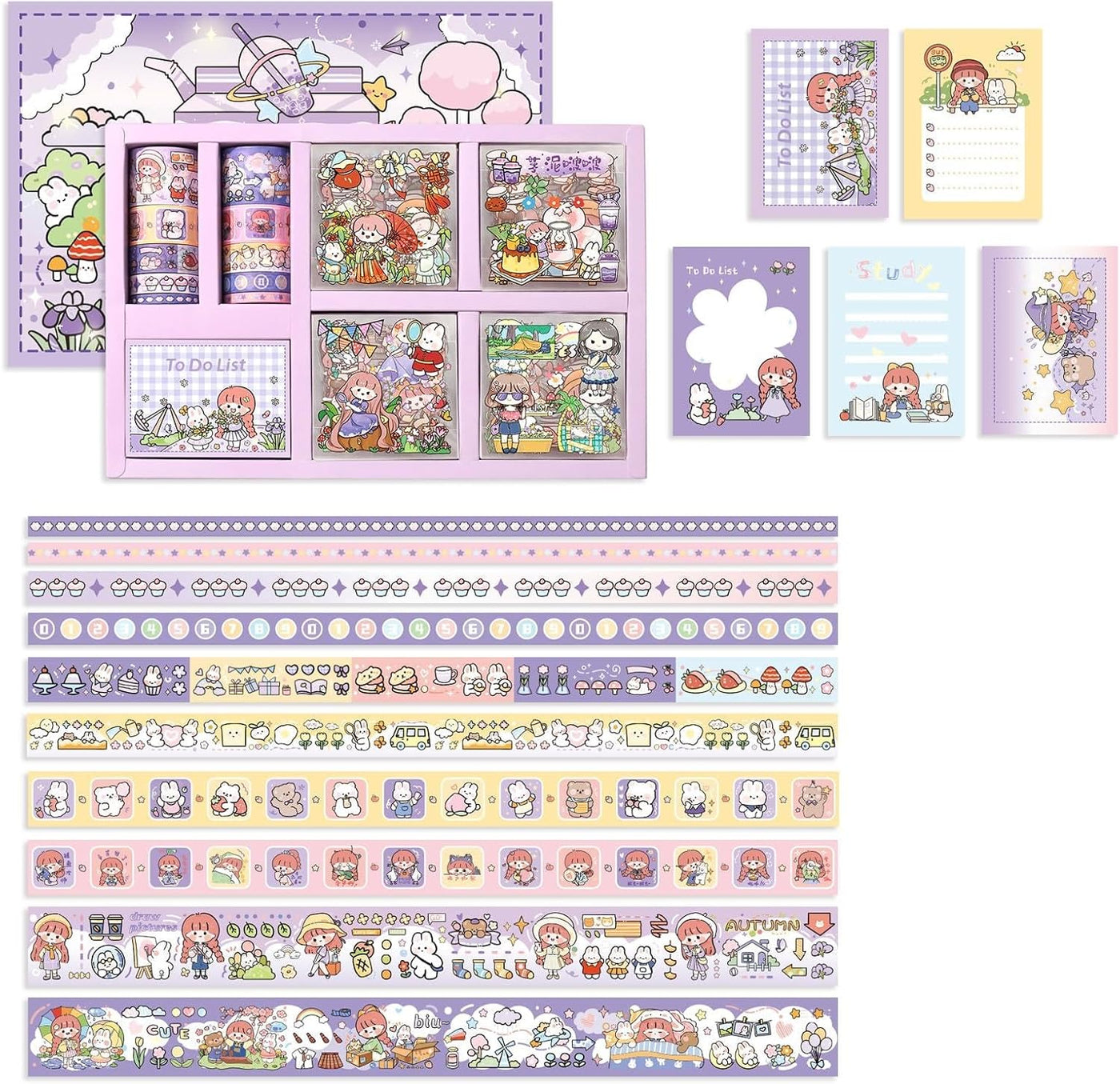 Girls DIY Diary 185 Pcs Diary Set,Toys for Ages 8-13,DIY Stationery Set, Thin Stickers and Little Daily Supplies Birthday Gifts for Girls Fun, Cute Art & Crafts Scrapbook Kits,Purple