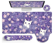 LIMKRIAN Desk Mat Set, Large Gaming Mouse Pad with Wrist Rest, Ergonomic Mouse Pad Keyboard Mat Wrist Support, Cup Coaster, Home Office Desk Accessories Decor Supplies, Funny Black Cat