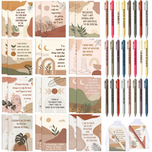 Mooliwe 24 Pcs Positive Affirmation Gift Set Gratitude Notebooks with Pens Small Bags Motivational Encouragement Notepads Daily Affirmations Journal for Women Stress Relief Self Care (Watercolor)