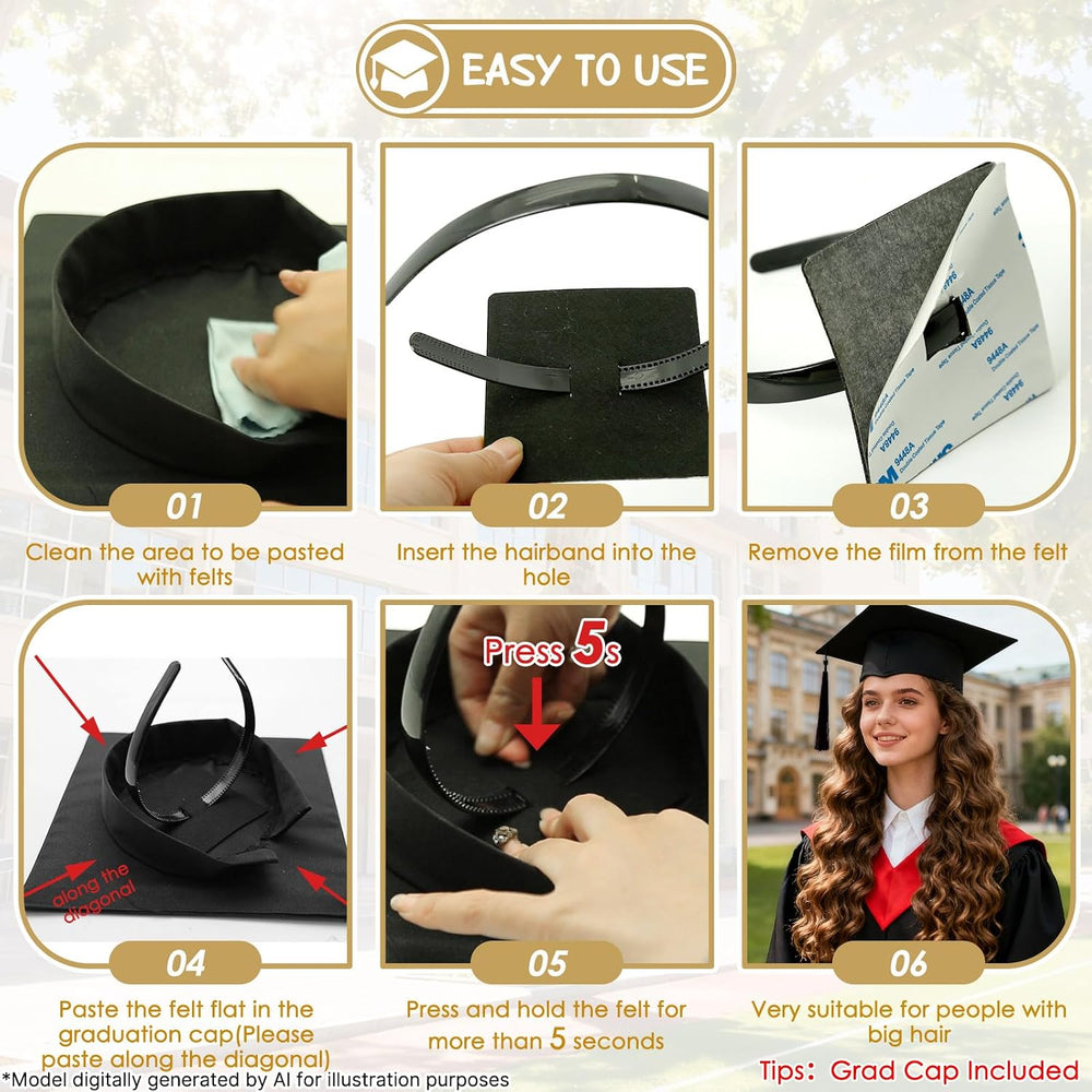 Graduation Hat Set - Grad Cap with Headband, Secures Your Grad Cap Insert Device, Graduation Gift for Graduates Women