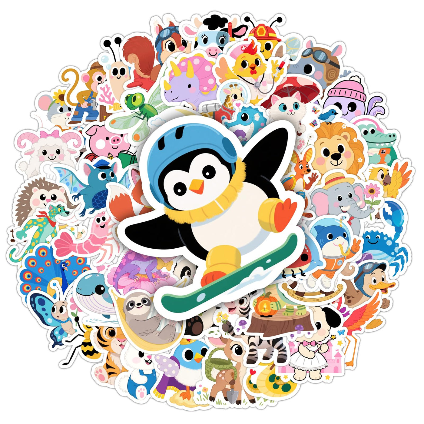 50PCS Smiling Stickers, Cute Water Bottle Stickers for Kids, for Teaching Rewards, Notebooks, Stationery, Luggage, Cartoon PVC Happy Stickers