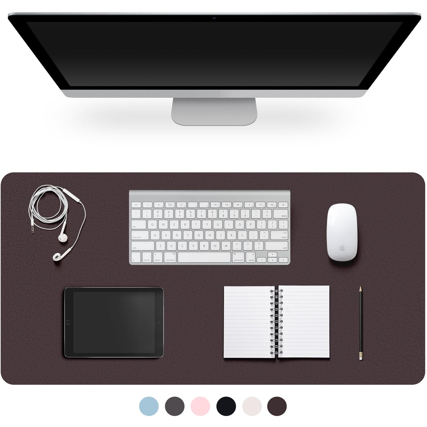 Leather Desk Pad Protector,Non-Slip Desk Pad,on-Slip PU Leather Large Mouse Pad,Easy Clean Desk Protecor Mat,Writing Pad for Office Work/Home/Decor(Black, 23.6" x 13.7")