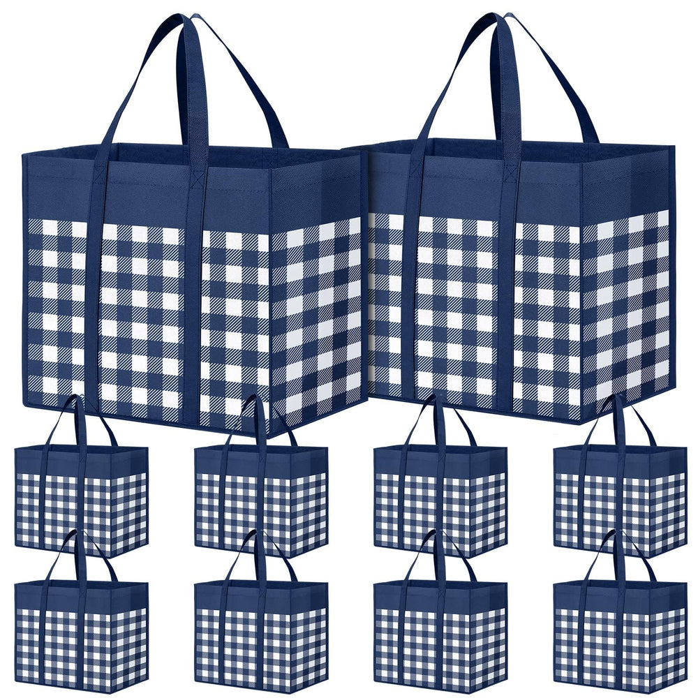 WOWBOX Reusable Grocery Bags,4-Pack, Foldable Reusable Shopping Tote Bags bulk with Reinforced Handles,Large Storage Bags with Water Resistant Coating for Groceries,Multipurpose,Black-White