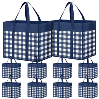 WOWBOX Reusable Grocery Bags,4-Pack, Foldable Reusable Shopping Tote Bags bulk with Reinforced Handles,Large Storage Bags with Water Resistant Coating for Groceries,Multipurpose,Black-White