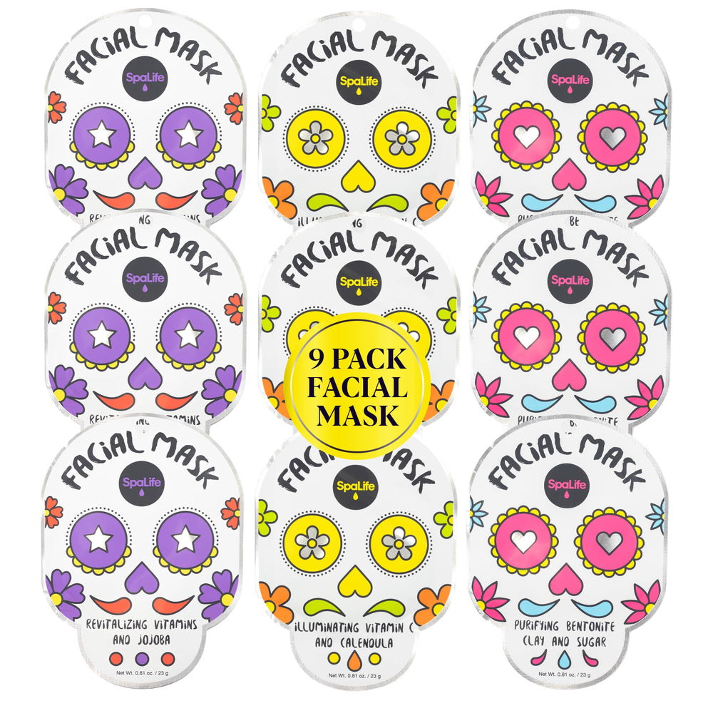 SpaLife Beauty Holiday Treats Christmas Face Mask Bundle | Korean Facial Mask | Hydrating, Soothing and Moisturizing Sheet Mask Set | Stocking Stuffers for Women | Bulk Christmas Gifts | 12 Pack