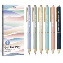 Taja Gel Pens, 6 Pcs Quick Dry Black Gel Ink Pens, 0.5mm Fine Point Smooth Writing Pens for Journaling and Note Taking, Cute Aesthetic Pens for Women & Men-Pastel