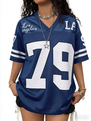 Jersey Shirts for Women Oversized Graphic Tees Men Y2K Tops V Neck Cute Streetwear T Shirt Football Jersey