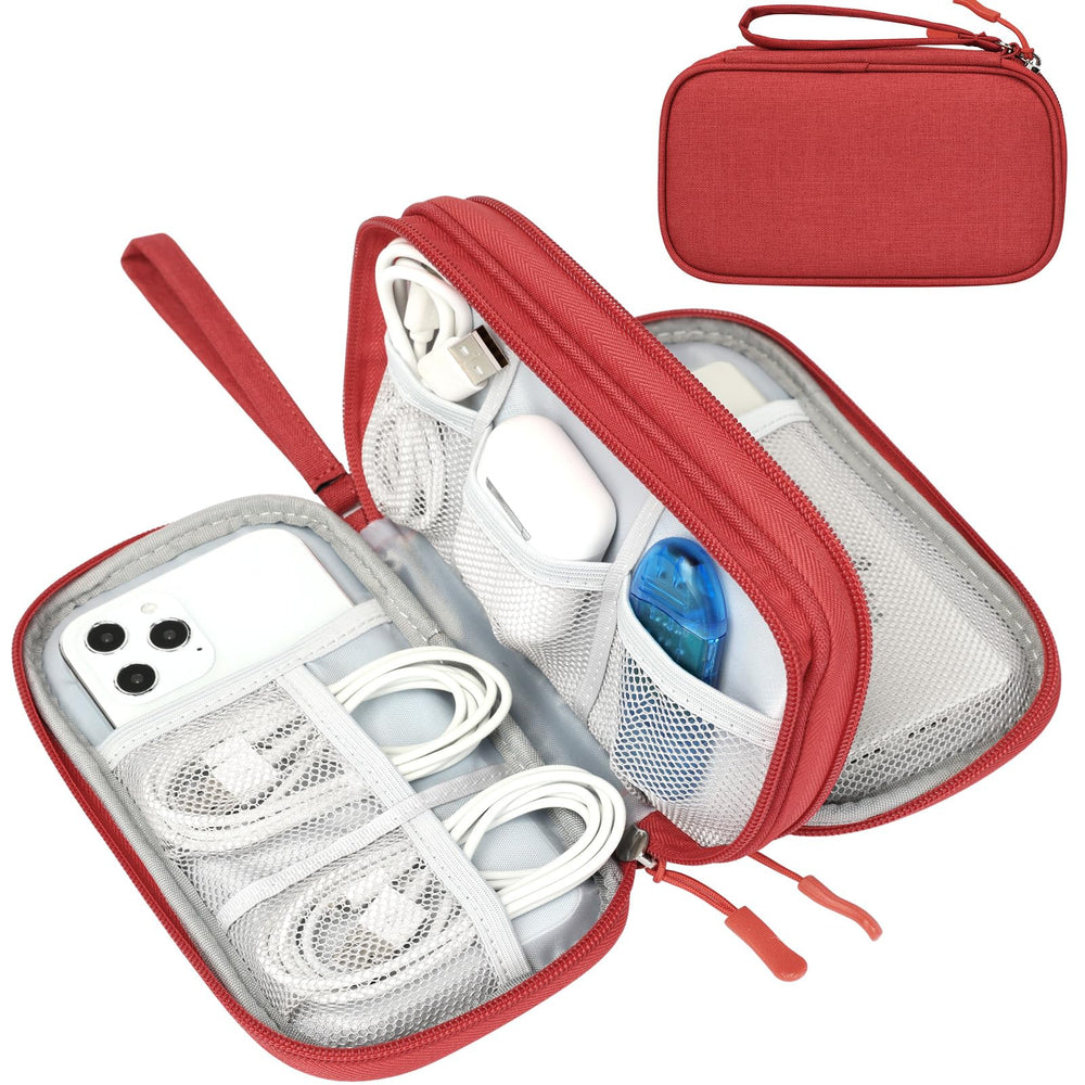 FYY Travel Cable Organizer Pouch Electronic Accessories Carry Case Portable Waterproof Double Layers All-in-One Storage Bag for Cord, Charger, Phone, Earphone Black
