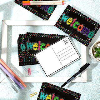 Qeeenar 100 Pcs Welcome Postcards Stamps Bulk Welcome Greeting Cards Gift(Chalkboard)