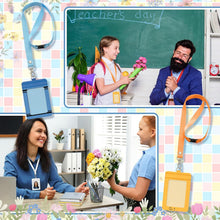 Harloon 6 Pcs Teacher ID Badge Holder with Lanyard Back to School Teacher Gifts Bulk PU Cute Composition Notebook Pencil Crayon Apple ID Badge Holder for First Day of School Stuff Office Gifts Decor