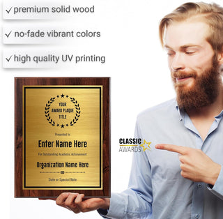 Custom Plaque - Add Title and Text - Award Plaque for Employee of the Month, Perfect as Retirement Plaque, Thank You, Service Recognition and Appreciation Gifts - Personalized Plaque for Men/Women (UV Print Gold/Black Plate, 6" X 8")