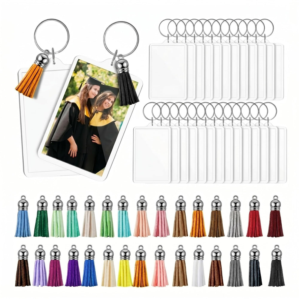 Henoyso 6 Sets Teacher Gift 2.2x1.6 Inch Acrylic Photo Frame Keychain Picture Insert Blank Clear Picture Holder 2026 Graduation for DIY
