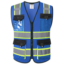 JKSafety Hi Vis Reflective Safety Vests for Men Women High Visibility Vest with Pockets Mesh Fabric Construction Safety Apparel Neon Vest for Work (220-Black L)