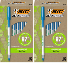 BIC Ecolutions Round Stic Ballpoint Pens, Medium Point (1.0mm), 50-Count Pack, Black Ink Pens Made from 97% Recycled Plastic