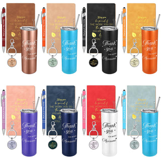 Ireer Employee Appreciation Gifts Thank You Teacher Gifts 20 oz Insulated Tumbler Keychain Pen Notepad(Vibrant Colors,8 Sets)