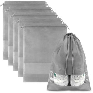 COIDEA, Waterproof Travel Drawstring Shoe Bags for Packing, Storage, Travel Essentials for Men and Women, 15.7 x 11.8 inches, Clear, 5 pieces
