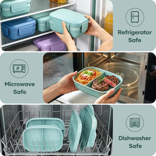 HOMETALL Bento Box Adult with Insulated Lunch Bag - 3 Stackable Leak-Proof Lunch Box Containers for Women & Men - BPA Free Lunchbox with Utensil Set (Spoon, Knife, Fork) for Work, Picnic, Dining Out