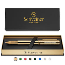 Scriveiner Black Lacquer Rollerball Pen - Stunning Luxury Pen, Real Gold Plating, Schmidt Ink Refill, Best Roller Ball Gift Set for Men & Women, Professional, Executive Office, Nice Pens