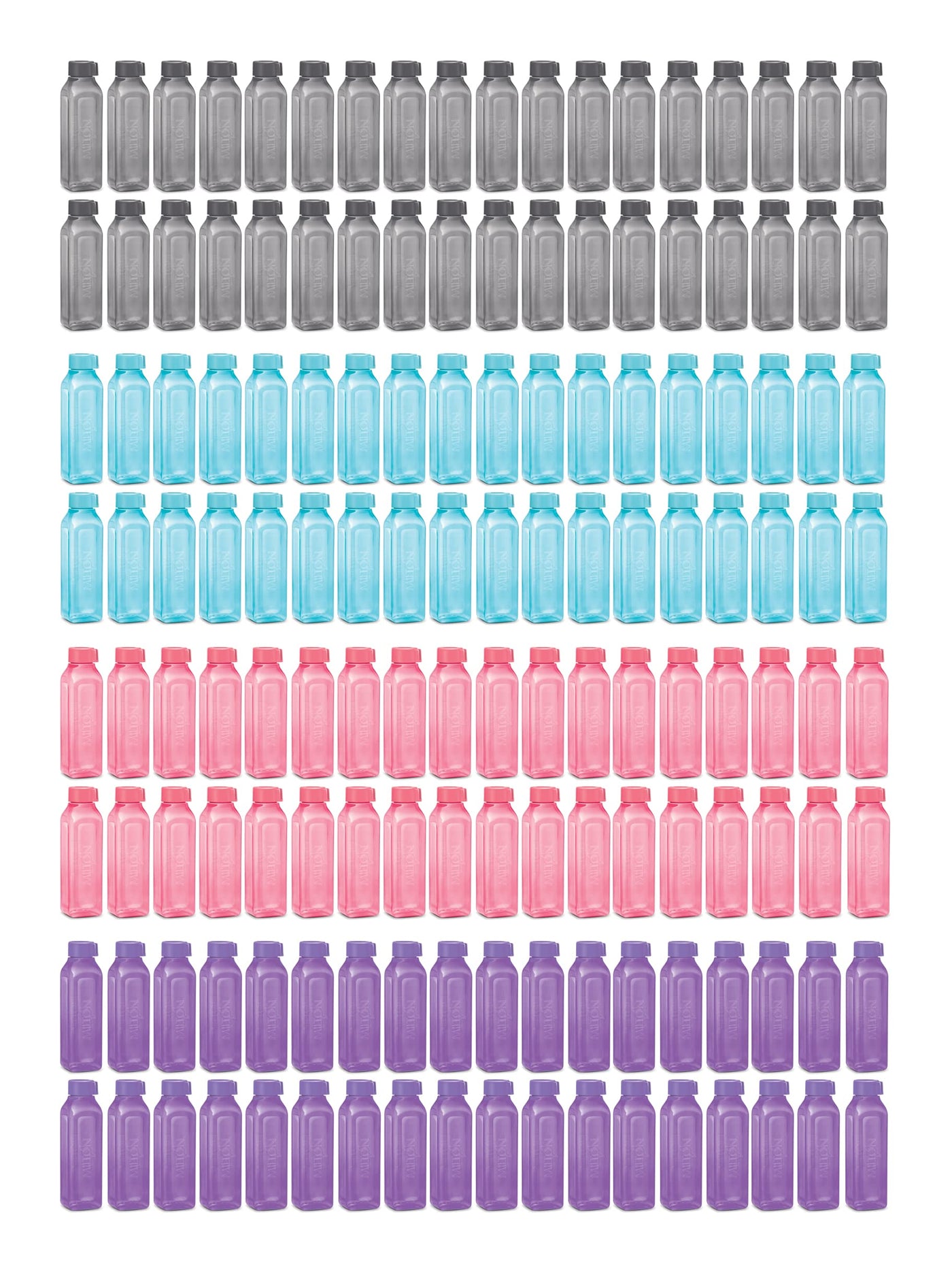 MILTON Sports Water Bottle Square Juice Box 4 Set 17 oz. Great for Juices Milk Smoothies Plastic Wide-Mouth Reusable Leak Proof Drink Bottle/Carton for School Bags Lunch Boxes Gym Flip Lid -BPA Free