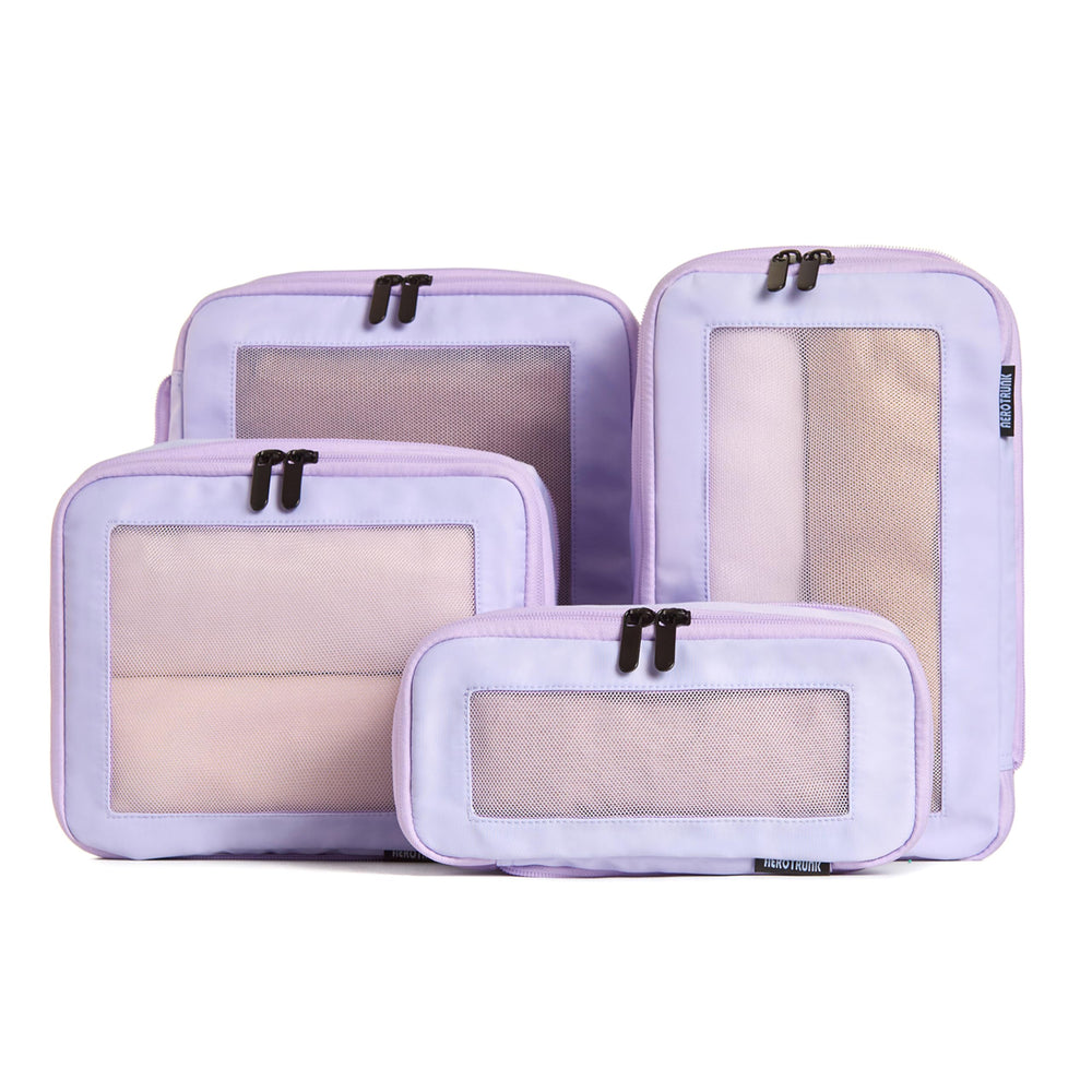 Aerotrunk Compression Packing Cubes for Travel - Luggage Organizer Bags - Double Zipper Packing Cubes for Suitcases (6-Pack, Beige)