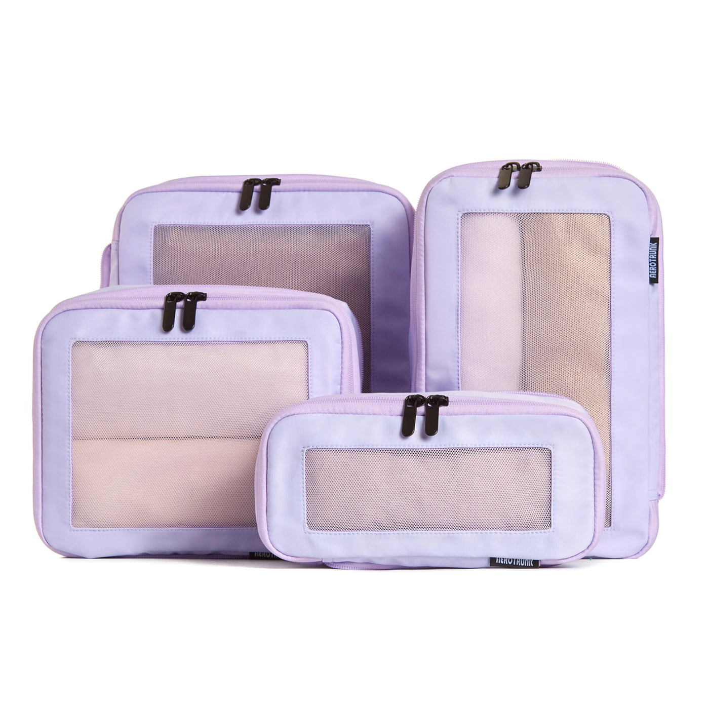 Aerotrunk Compression Packing Cubes for Travel - Luggage Organizer Bags - Double Zipper Packing Cubes for Suitcases (6-Pack, Beige)