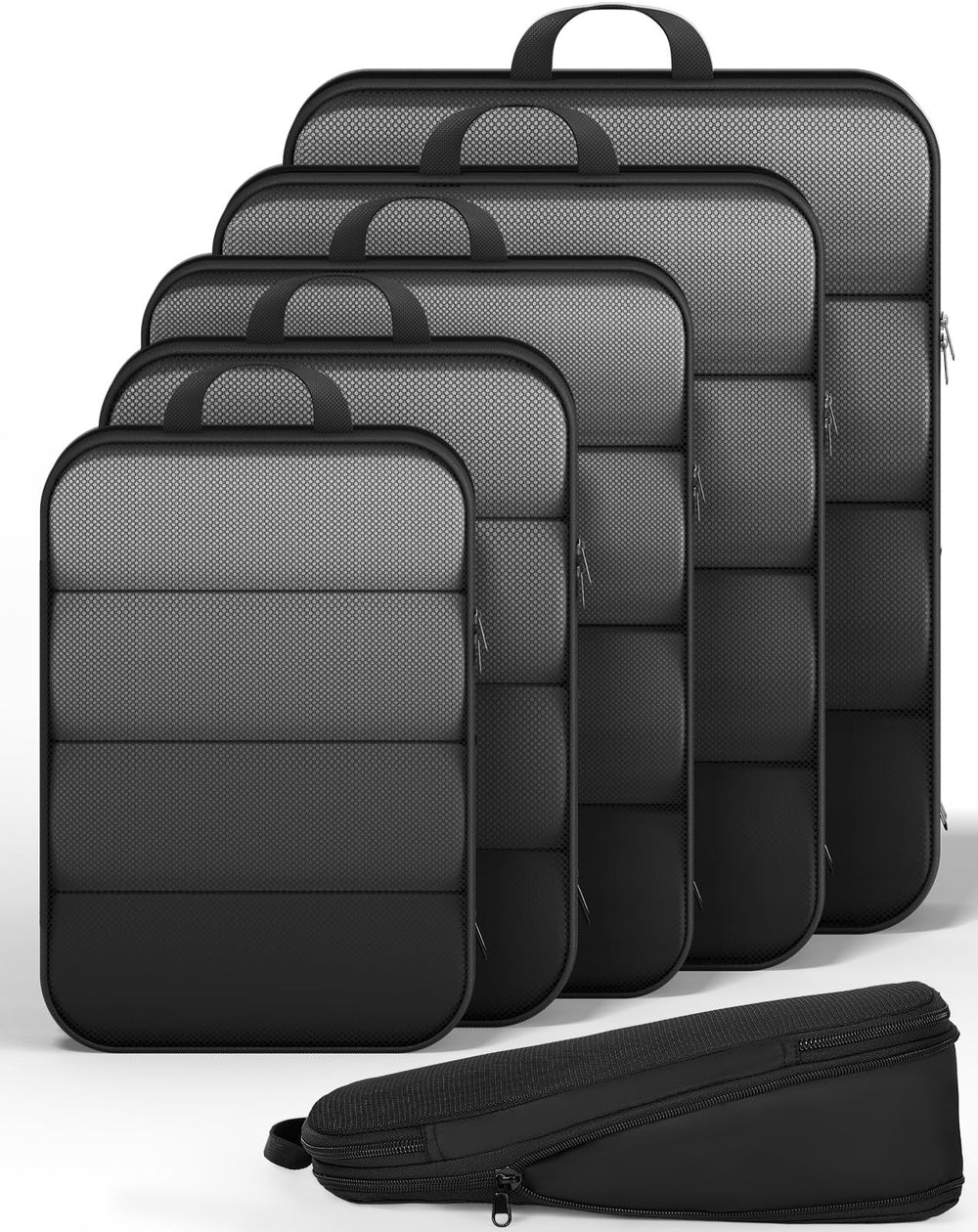 Veken 11-Pack Compression Packing Cubes for Travel Essentials,Compressible Expandable Large Luggage Suitcase Organizer Bags for Clothing,Durable Space Saver Bags with Toiletry Bags(Dark Green)