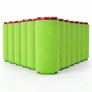 Slim Can Cooler Sleeves 12 Pack– Blank Foldable Neoprene 12oz Can Insulators – Skinny Beverage Coolers for Beer & Soda – Sublimation-Ready (Assorted)