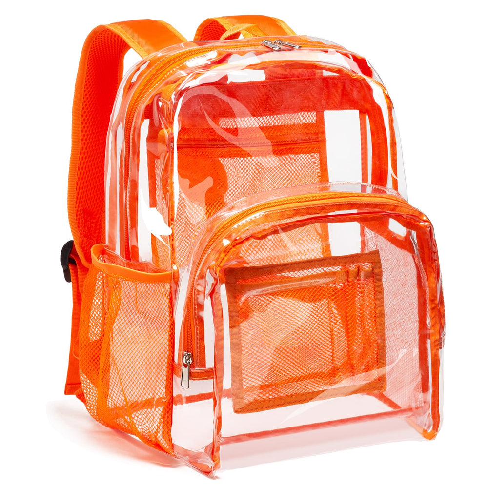 Vorspack Clear Backpack Heavy Duty PVC Transparent Backpack with Reinforced Strap Stitches & Large Capacity for College Workplace Security - Black
