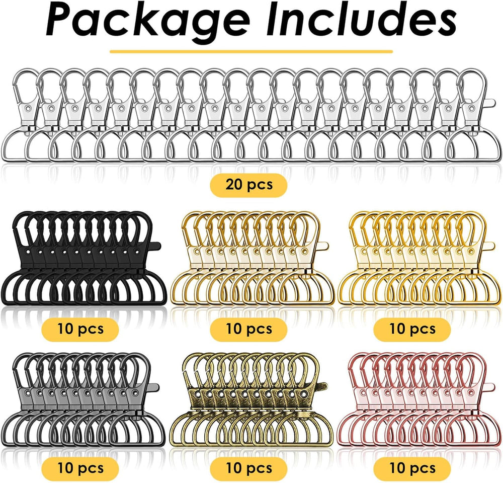 Swivel Clasp Hooks, Anezus 80Pcs Key Chain Clip Hooks, D Ring Clip Lanyard Hardware for Keychain Making, Lanyard Making, Purse Hardware, DIY Craft (3/4” Inside Width)