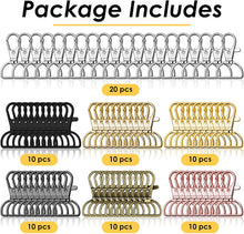 Swivel Clasp Hooks, Anezus 80Pcs Key Chain Clip Hooks, D Ring Clip Lanyard Hardware for Keychain Making, Lanyard Making, Purse Hardware, DIY Craft (3/4” Inside Width)