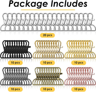Swivel Clasp Hooks, Anezus 80Pcs Key Chain Clip Hooks, D Ring Clip Lanyard Hardware for Keychain Making, Lanyard Making, Purse Hardware, DIY Craft (3/4” Inside Width)