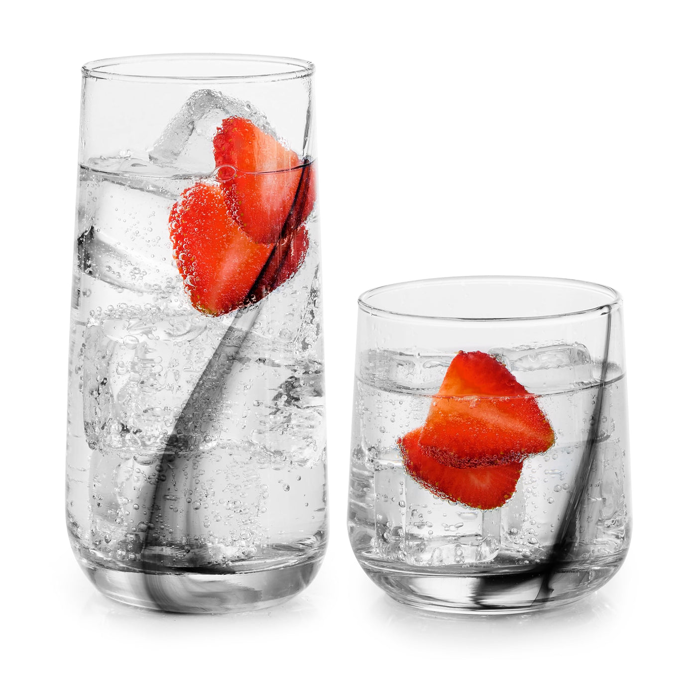 Libbey Ascent Tumbler and Rocks Drinking Glasses Set of 16, Glass Drinking Glasses with Curvature, Versatile Glassware Set for Parties and More