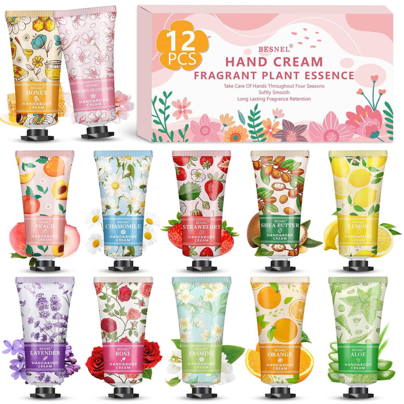 12 Pack Hand Cream Gift Set For Women,Teacher Appreciation Gifts,Mini Hand Lotion Travel Size Moisturizing Hand Cream for Dry Cracked Hands,Graduation Gifts,Birthday Gift,Bridesmaid Gift,Party Favors