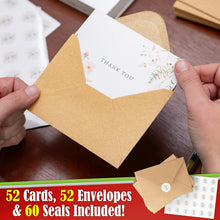 52-pack Floral Thank You Cards Bulk with Kraft Envelopes & Matching Stickers, 3.5x5 Inches, 6 Wildflower Designs | Perfect for Weddings, Baby & Bridal Showers, Graduations & Birthday