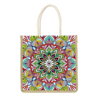 JZHYOAN Mandala Diamond Painting Canvas Tote Bags for Adults DIY Flower Diamond Art Tote Bags Kits Reusable Grocery Shopping Hand Storage Bag with Handles Portable Storage Bag for Family Woman Man