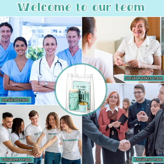 Thenshop 6 Pcs Welcome to the Team Gifts Bulk for New Employee Inspirational Glass Tumbler Notebook Pens Scented Candle with PVC Bag Employee Appreciation Gift Set for New Coworker Office (Sage Green)