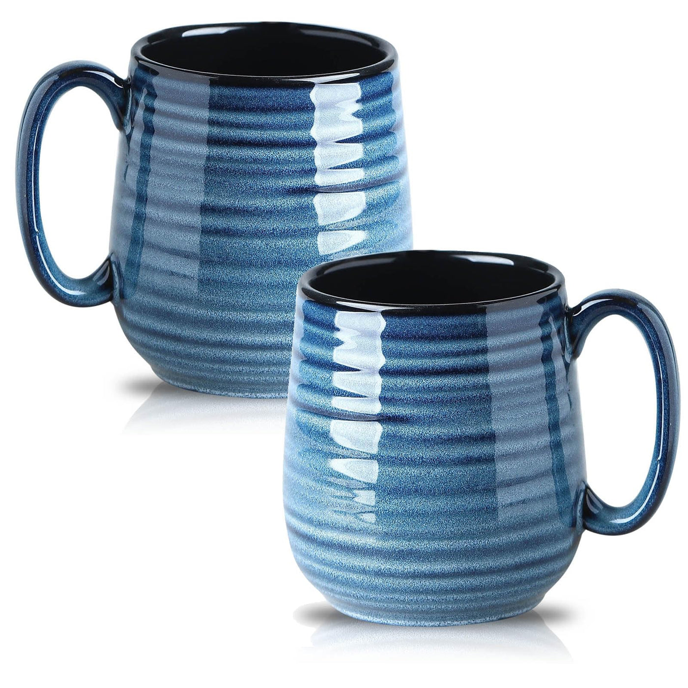 HASENSE Coffee Mugs Gift Set, 20 oz Ceramic Coffee Cups for Men and Women, Premium Large Tea Cups Gift Box with Coaster & Gold Spoon, Blue Couple Mugs for Wedding Holiday