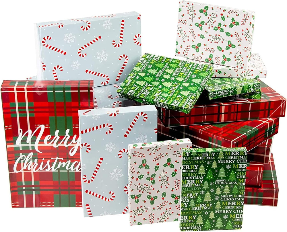 Juvale Gift Boxes with Lids - Vibrant Festive Designs & Gift Boxes for Presents - Pack of 24, 4 Designs, 3 Sizes