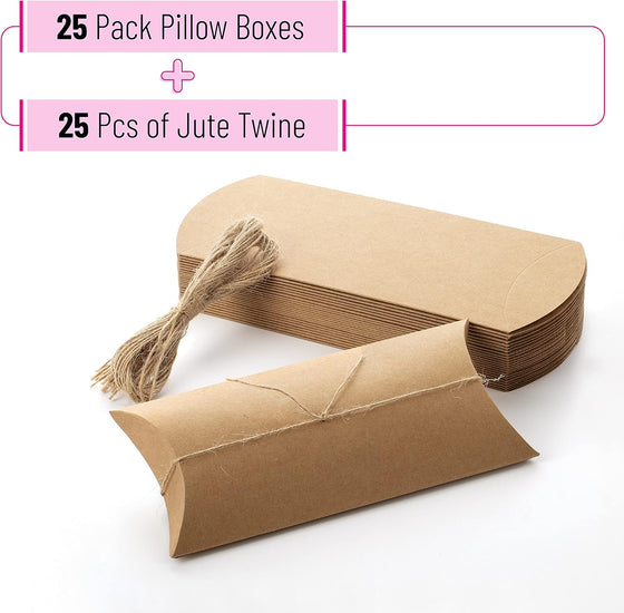 Mr. Pen- Kraft Pillow Boxes, 6.3x3.4x1.3 in, 25 Pack with Jute Twines, Kraft Gift Boxes, Paper Boxes for Gifts, Paper Pillow Candy Box, Pillow Boxes Craft, Favor Gift Boxes, Pillow Gift Boxes, Fathers Day Gift - hover image