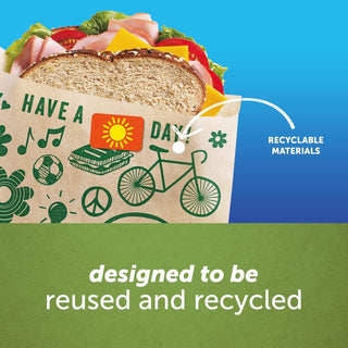 Ziploc Paper Sandwich and Snack Bags, Recyclable & Sealable with Fun Designs, 50 Bags Total