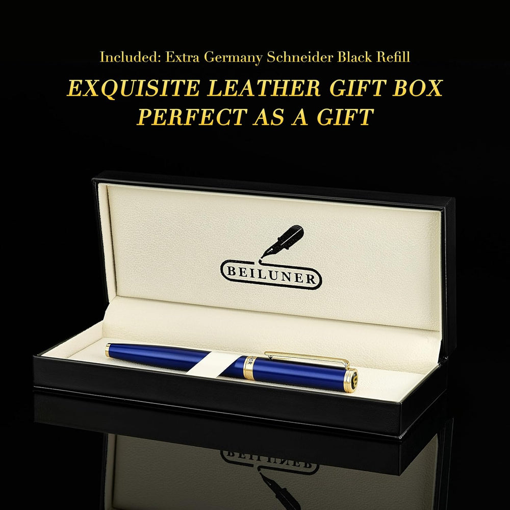 BEILUNER Luxury Rollerball Pen,24K Gold Trim,Noble and Elegant Designs,Schneider Ink Refill, Best Roller Ball Pen Gift Set for Men & Women, Professional, Executive Office, Nice Pens