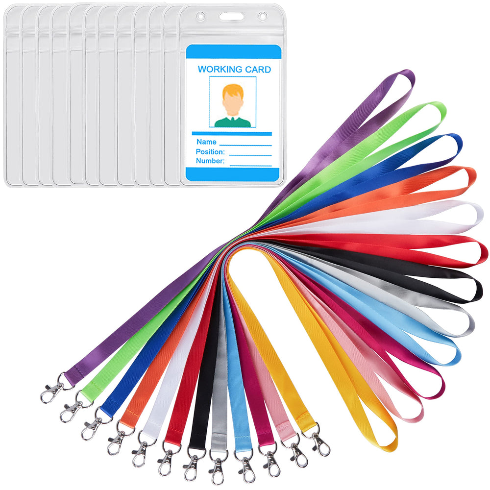 YOUOWO Lanyards 12 Pack Neck Office Lanyard 12 Colors White Blue Black Apple Green Red Pink