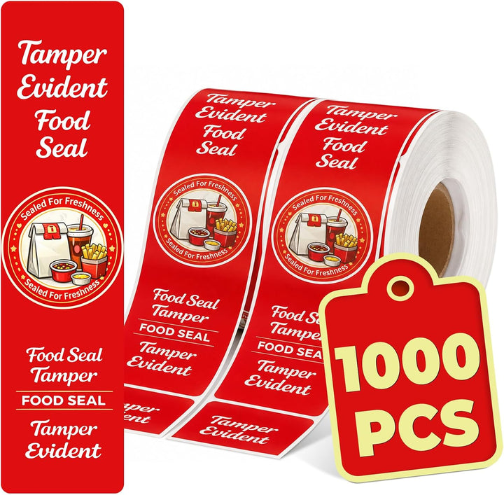 1000-Pack Tamper Proof Stickers, 1.5in x 6in Strong Adhesive Food Delivery Evident Stickers Sealed for Tamper Detection, Easily Use Labels Tapes for Boxes, Cups, Coffee, Envelopes, Documents